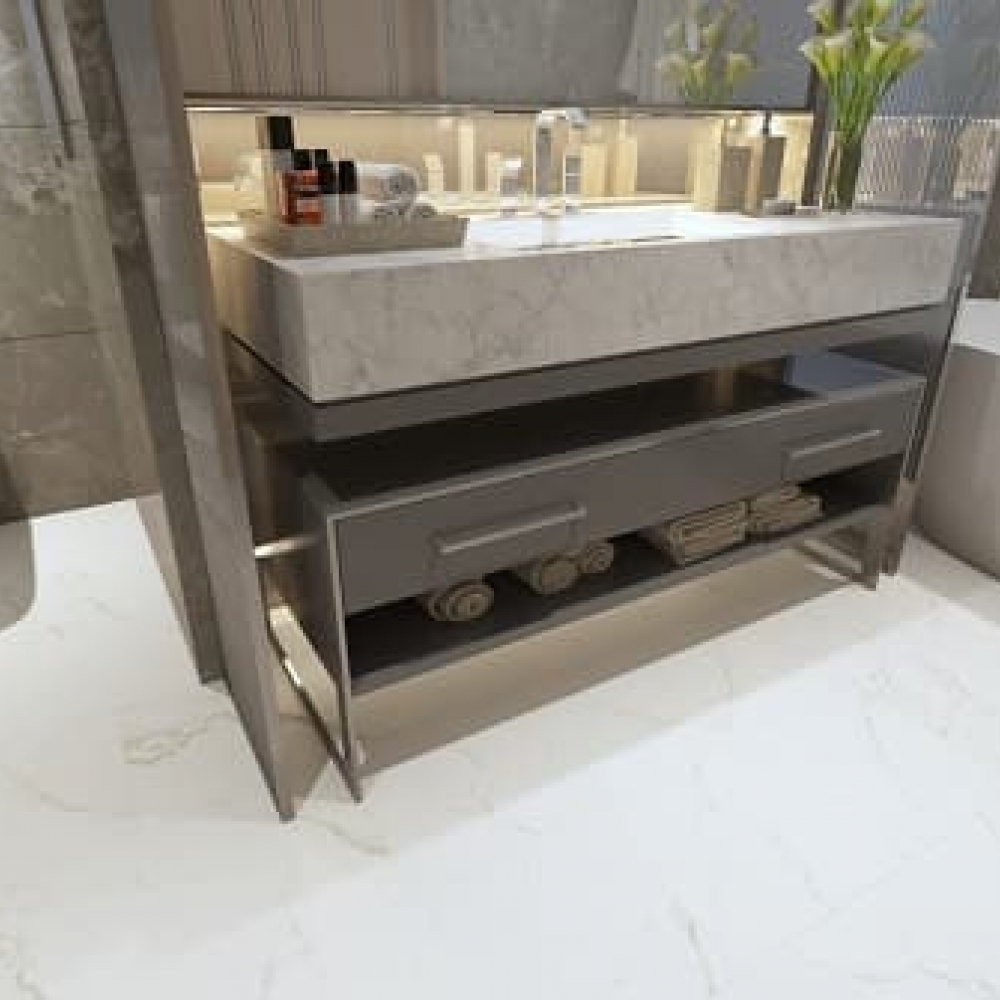 Фото ламінату SPC в інтер'єрі - Carrara Marmor ST-805
