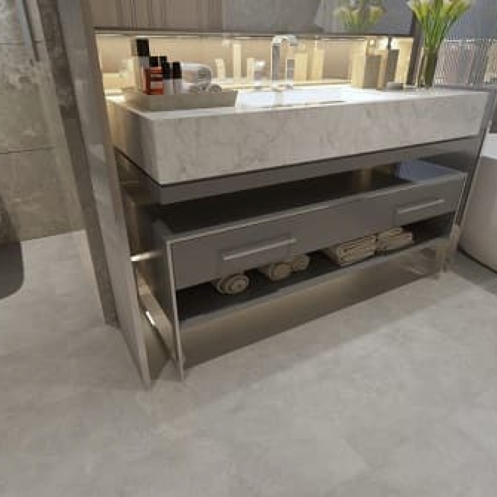 Фото ламінату SPC в інтер'єрі - Concrete Grey ST-803