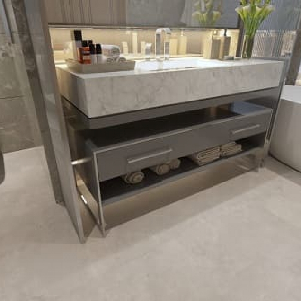 Фото ламінату SPC в інтер'єрі - Concrete Sand ST-802