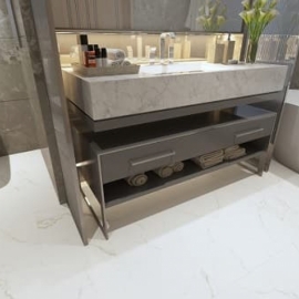 Фото ламінату SPC в інтер'єрі - Carrara Marmor ST-805