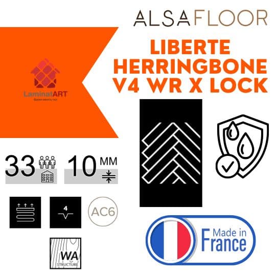 Характеристики Alsafloor Liberte Herringbone V4 WR Купити ламінат у Києві, французький ламінат, Alsafloor Liberte Herringbone V4 WR, недорого, з доставкою, водостійкий ламінат, під теплу підлогу, 10 мм, ламінат Alsafloor офіційний сайт, ламінат Alsafloor купити, Alsafloor ламінат офіційний, ламінат Німеччина Alsafloor, ламінат Alsafloor, водостійка підлога Альсафлор, купити Альсафлор Київ, Альсафлор купити Київ, 33 клас ламінат, ламінат ялинкою