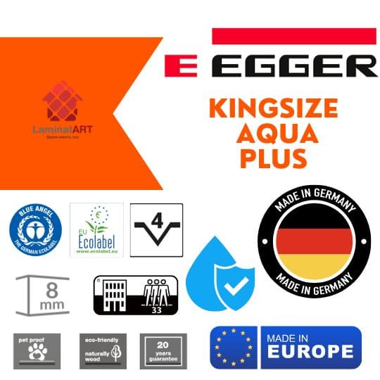 Характеристики Egger Kingsize Aqua + Купити ламінат у Києві, Німецький ламінат, Egger Kingsize Aqua +, недорого, з доставкою, вологостійкий ламінат, під теплу підлогу, ламінат Egger офіційний сайт, ламінат Egger купити, Egger ламінат офіційний, ламінат Німеччина Egger, ламінат Egger, водостійка підлога Егер, купити Егер Київ, Егер купити Київ, 32 клас ламінат, 8 мм товщина, ламінат з фаскою, малюнок під бетон