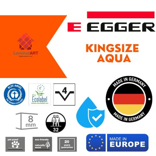 Характеристики Egger Kingsize Aqua Купити ламінат у Києві, Німецький ламінат, Egger Kingsize Aqua, недорого, з доставкою, вологостійкий ламінат, під теплу підлогу, ламінат Egger офіційний сайт, ламінат Egger купити, Egger ламінат офіційний, ламінат Німеччина Egger, ламінат Egger, водостійка підлога Егер, купити Егер Київ, Егер купити Київ, 32 клас ламінат, 8 мм товщина, ламінат з фаскою, малюнок під бетон