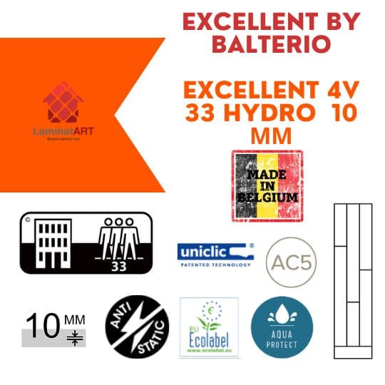 Характеристики Excellent, Excellent 4V 33 Hydro 10 мм Купити ламінат у Києві, Бельгійський ламінат, Excellent, Excellent 4V 33 Hydro 10 мм, недорого, з доставкою, вологостійкий ламінат, під теплу підлогу, ламінат Excellent офіційний сайт, ламінат Excellent купити, Excellent ламінат офіційний, ламінат Бельгія Excellent, ламінат Excellent, водостійка підлога Excellent, купити Екселент Київ, Екселент купити Київ, 33 клас ламінат, 10 мм товщина, ламінат з фаскою