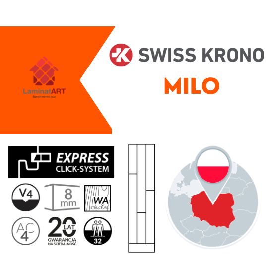 Характеристики Swiss Krono Milo Купити ламінат у Києві, польський ламінат, Swiss Krono Milo, недорого, з доставкою, вологостійкий ламінат, під теплу підлогу, 8 мм, ламінат Swiss Krono офіційний сайт, ламінат Swiss Krono купити, Swiss Krono ламінат офіційний, ламінат Польша Swiss Krono, ламінат Swiss Krono, вологостійкий підлога Свіс Кроно, купити Свіс Кроно Київ, Свіс Кроно купити Київ, ламінат 32 клас