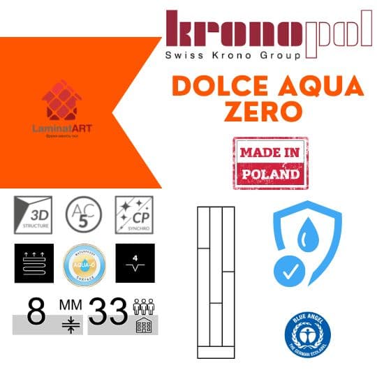 Характеристики Kronopol Dolce Aqua Zero Купити ламінат у Києві, польський ламінат, Kronopol Dolce Aqua Zero, недорого, з доставкою, водостійкий ламінат, під теплу підлогу, 8 мм, ламінат Kronopol офіційний сайт, ламінат Kronopol купити, Kronopol ламінат офіційний, ламінат Польша Kronopol, ламінат Kronopol, водостійка підлога Кронопол, купити Кронопол Київ, Кронопол купити Київ, ламінат 33 клас