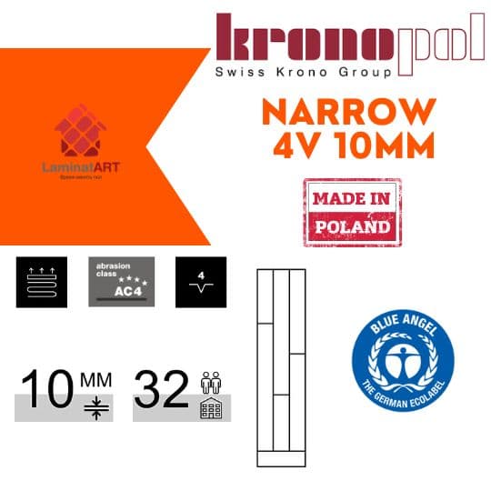 Характеристики Kronopol Narrow 4V 10 MM Купити ламінат у Києві, польський ламінат, Kronopol Narrow 4V 10 MM, недорого, з доставкою, водостійкий ламінат, під теплу підлогу, 10 мм, ламінат Kronopol офіційний сайт, ламінат Kronopol купити, Kronopol ламінат офіційний, ламінат Польша Kronopol, ламінат Kronopol, водостійка підлога Кронопол, купити Кронопол Київ, Кронопол купити Київ, ламінат 32 клас