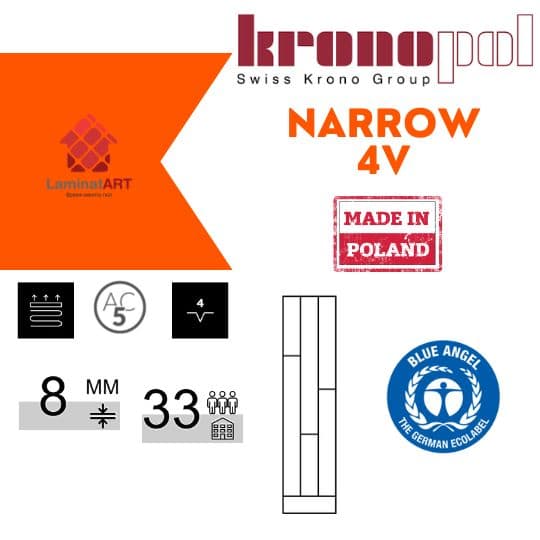 Характеристики Kronopol Narrow 4V Купити ламінат у Києві, польський ламінат, Kronopol Narrow 4V, недорого, з доставкою, водостійкий ламінат, під теплу підлогу, 8 мм, ламінат Kronopol офіційний сайт, ламінат Kronopol купити, Kronopol ламінат офіційний, ламінат Польша Kronopol, ламінат Kronopol, водостійка підлога Кронопол, купити Кронопол Київ, Кронопол купити Київ, ламінат 33 клас