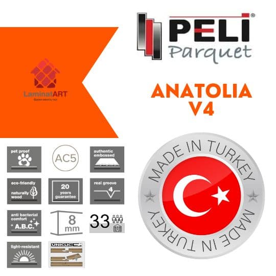 Характеристики Peli Anatolia V4 Купити ламінат у Києві, турецький ламінат, Peli Parquet Anatolia V4, недорого, з доставкою, вологостійкий ламінат, під теплу підлогу, 8 мм, ламінат Peli офіційний сайт, ламінат Peli купити, Peli ламінат офіційний, ламінат Туреччина Peli, ламінат Peli, вологостійка підлога Пелі, купити Пелі Київ, Пелі купити Київ, 33 клас ламінат