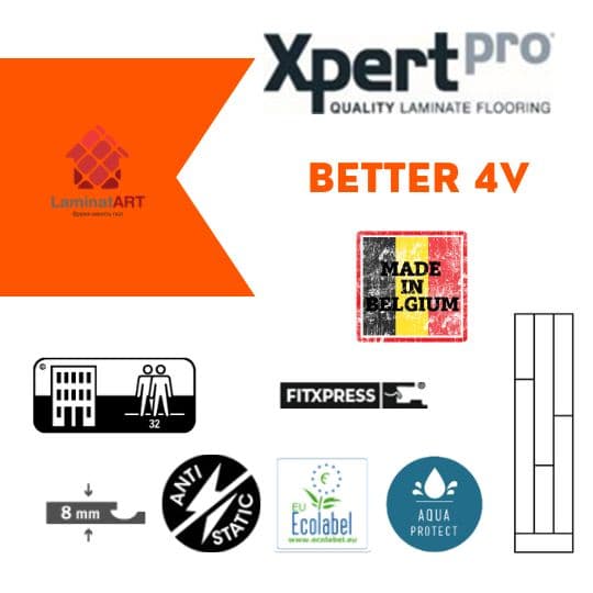 Характеристики XpertPro Better 4V Купити ламінат у Києві, бельгійський ламінат, XpertPro Better 4V, недорого, з доставкою, вологостійкий ламінат, під теплу підлогу, 8 мм, ламінат XpertPro офіційний сайт, ламінат XpertPro купити, XpertPro ламінат офіційний, ламінат Бельгія XpertPro, ламінат XpertPro, водостійка підлога ЕкспертПро, купити ЕкспертПро Київ, ЕкспертПро купити Київ, 32 клас ламінат