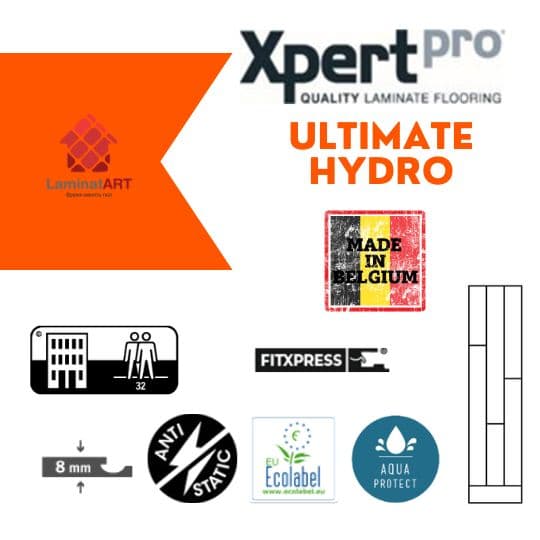 Характеристики XpertPro Ultimate Hydro Купити ламінат у Києві, бельгійський ламінат, XpertPro Ultimate Hydro, недорого, з доставкою, вологостійкий ламінат, під теплу підлогу, 8 мм, ламінат XpertPro офіційний сайт, ламінат XpertPro купити, XpertPro ламінат офіційний, ламінат Бельгія XpertPro, ламінат XpertPro, водостійка підлога ЕкспертПро, купити ЕкспертПро Київ, ЕкспертПро купити Київ, 32 клас ламінат